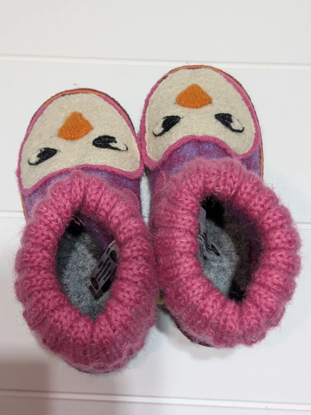 Haflinger Pink Owl Boiled Wool Handmade European Slipper Boots Toddler Girl Sz 8
